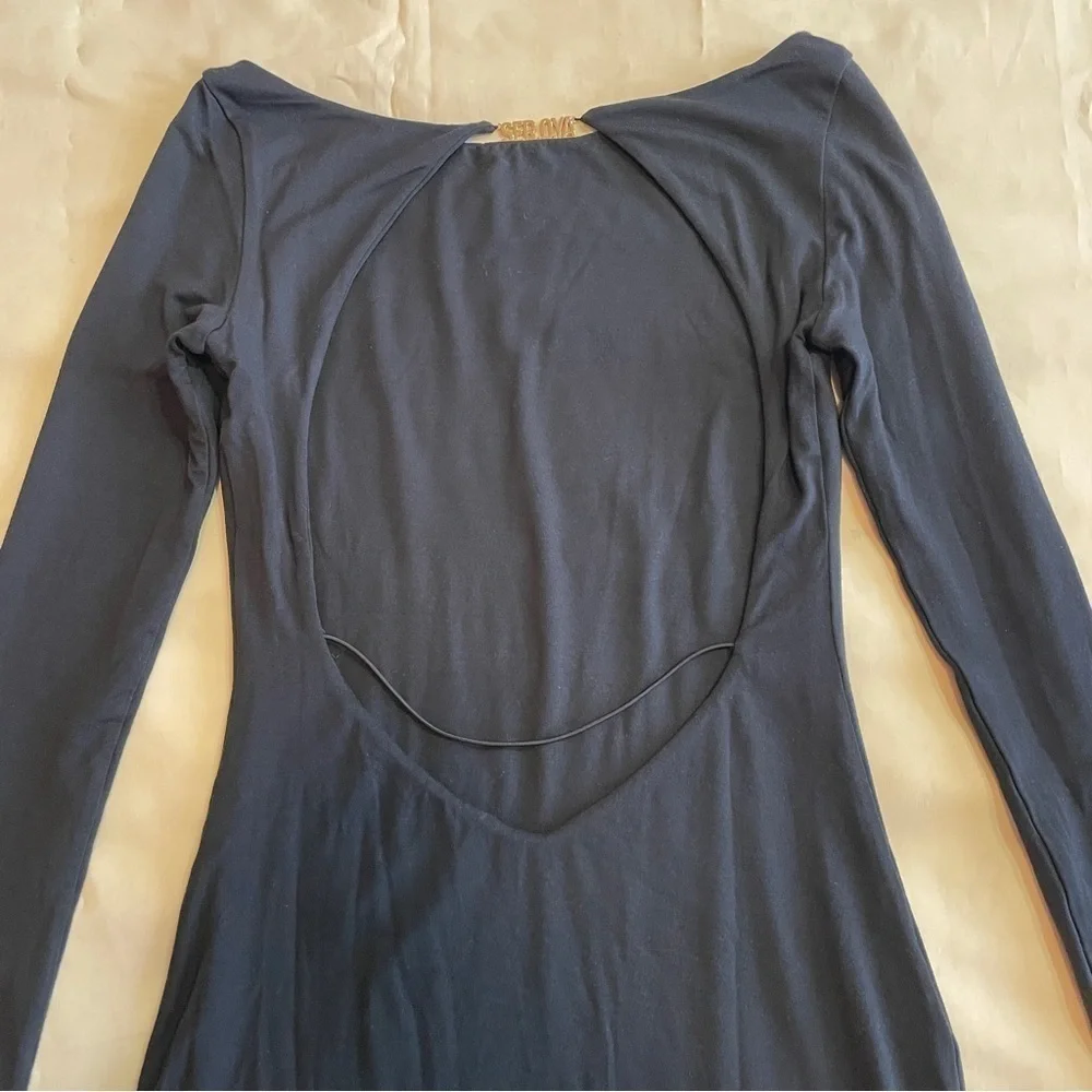 NEW! Ser.O.Ya- Black Backless Long Sleeve Mini Siobhan Dress Size Small